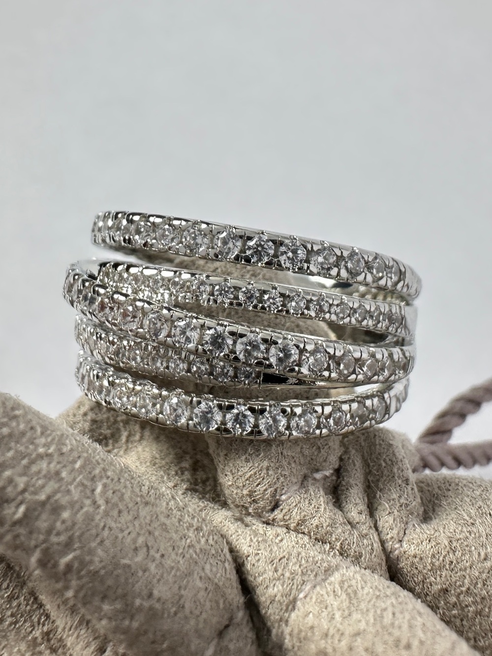 David Yurman Pave Multi Crossover Sterling Silver Ring Size 7